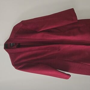 Burgundy collarless coat